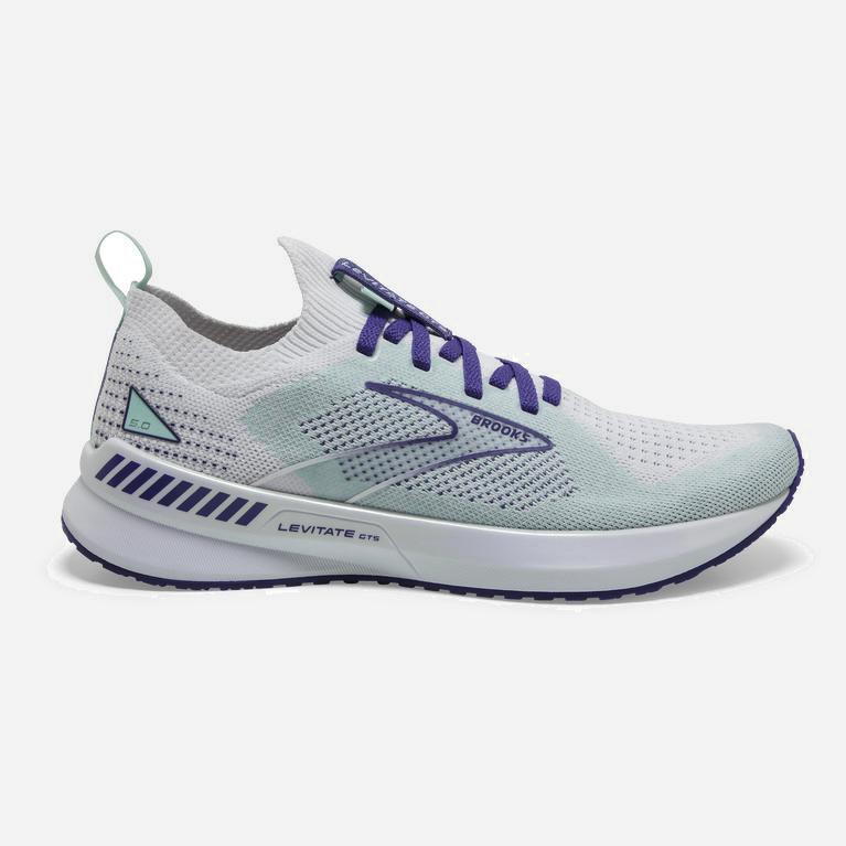 Brooks Women's Levitate Stealthfit Gts 5 Road Running Shoes Singapore - White/Navy Blue/Yucca (97314